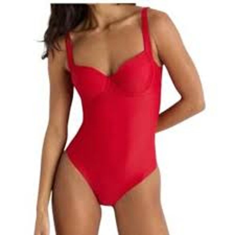 QUINCE Italian Underwire One Piece Swimsuit NWT Cherry Red Size XS SLOW FASHION